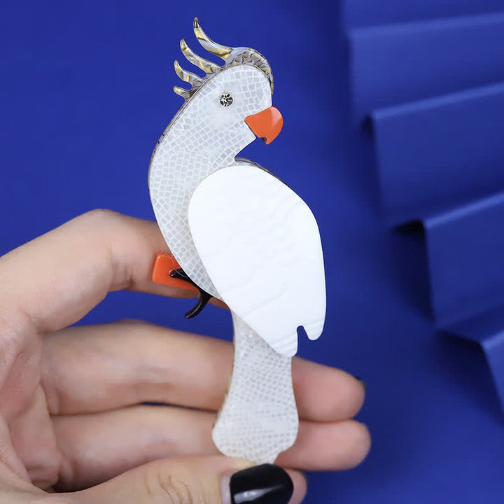 Spilla in acrilico fatta a mano a forma di pappagallo bianco dei cartoni animati - image 3