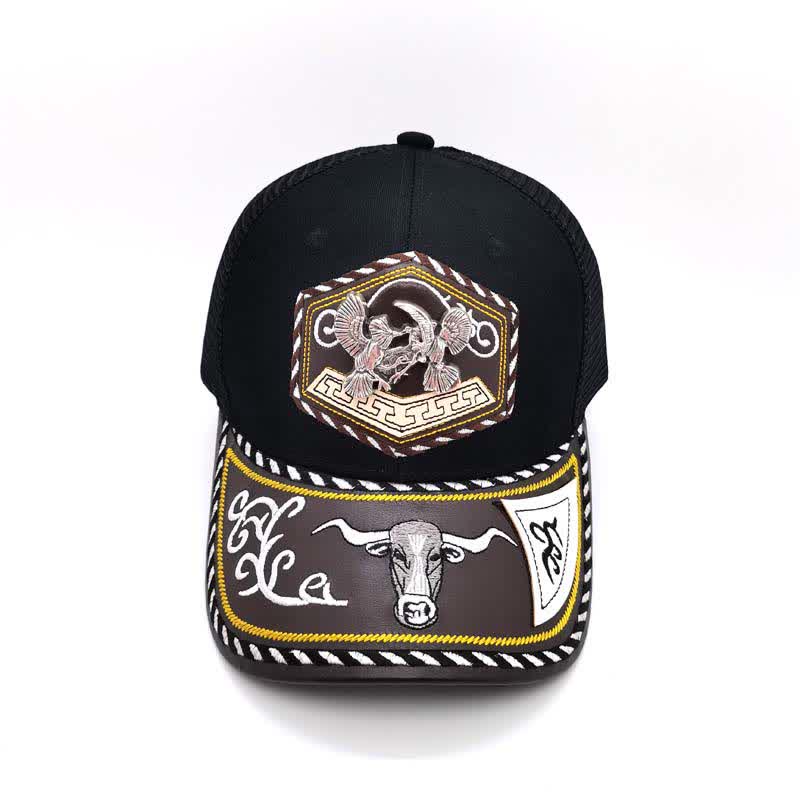 Cappello da camionista in rete nera con ricamo occidentale e decorazione in metallo 3D argentato (pre-vendita) - image 7