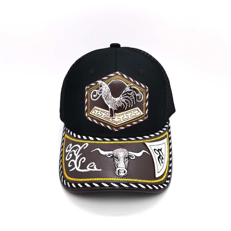 Cappello da camionista in rete nera con ricamo occidentale e decorazione in metallo 3D argentato (pre-vendita) - image 9