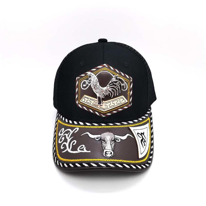 Cappello da camionista in rete nera con ricamo occidentale e decorazione in metallo 3D argentato (pre-vendita) - image 9