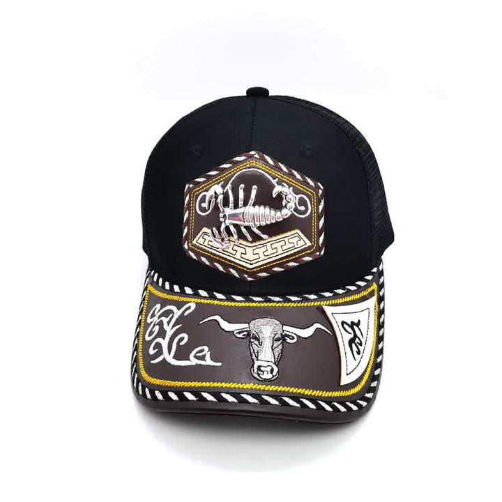 Cappello da camionista in rete nera con ricamo occidentale e decorazione in metallo 3D argentato (pre-vendita) - Scorpion - Regolabile (circa 22"-23 5/8") - image 10