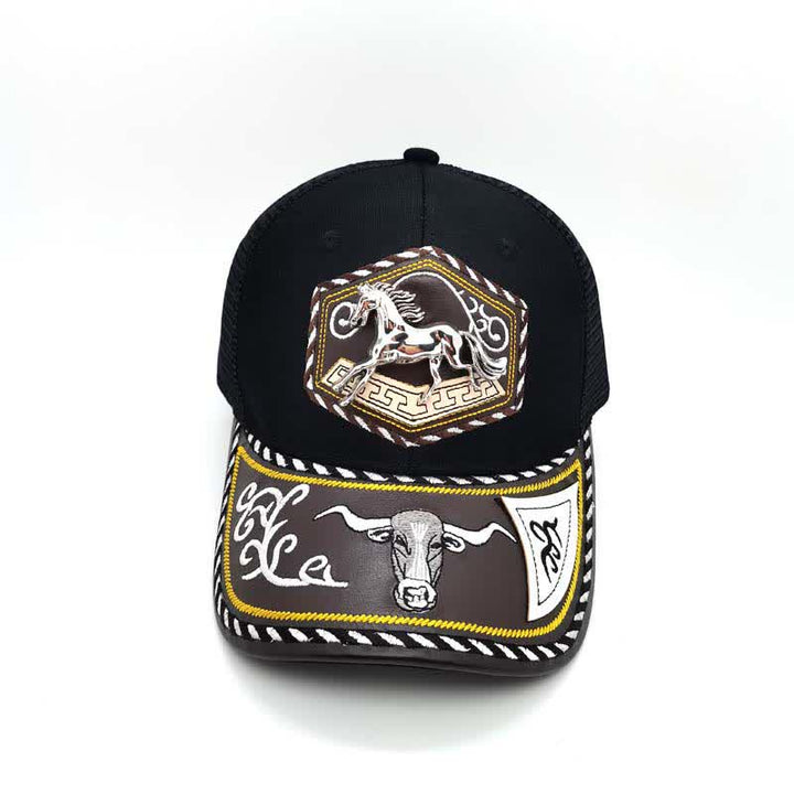 Cappello da camionista in rete nera con ricamo occidentale e decorazione in metallo 3D argentato (pre-vendita) - image 12