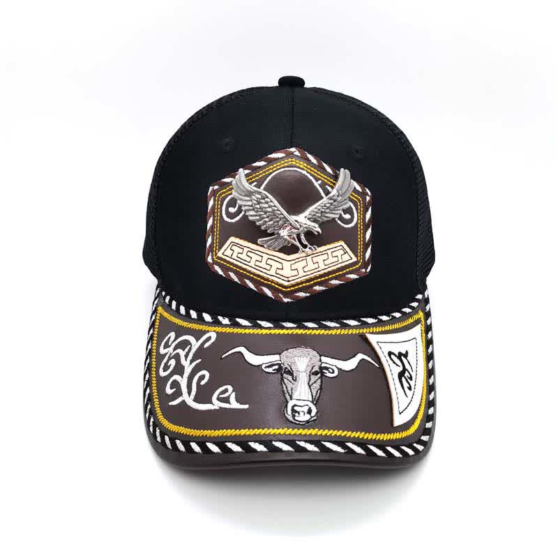 Cappello da camionista in rete nera con ricamo occidentale e decorazione in metallo 3D argentato (pre-vendita) - image 14