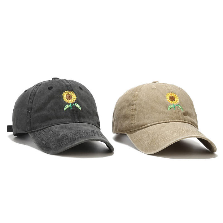 Cappellino da baseball regolabile con ricamo floreale di girasole - image 3