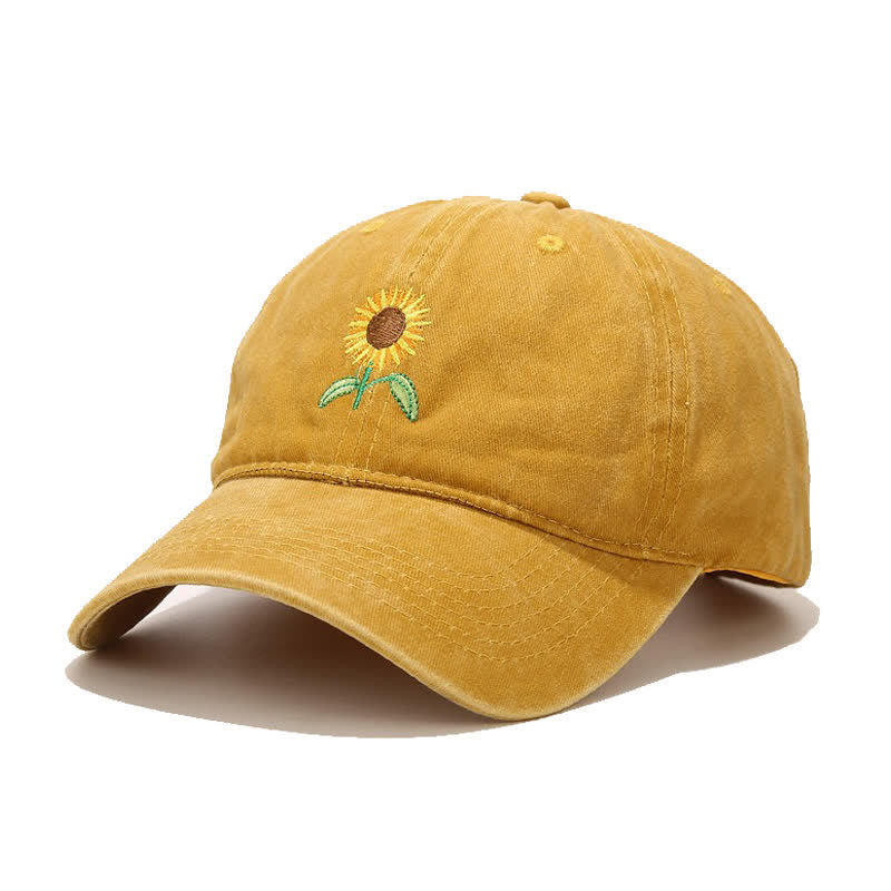 Cappellino da baseball regolabile con ricamo floreale di girasole - Giallo - Regolabile (circa 21 5/8"-22 7/8") - image 6