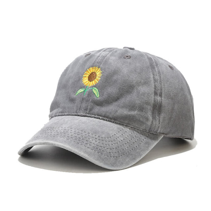 Cappellino da baseball regolabile con ricamo floreale di girasole - Grigio - Regolabile (circa 21 5/8"-22 7/8") - image 9