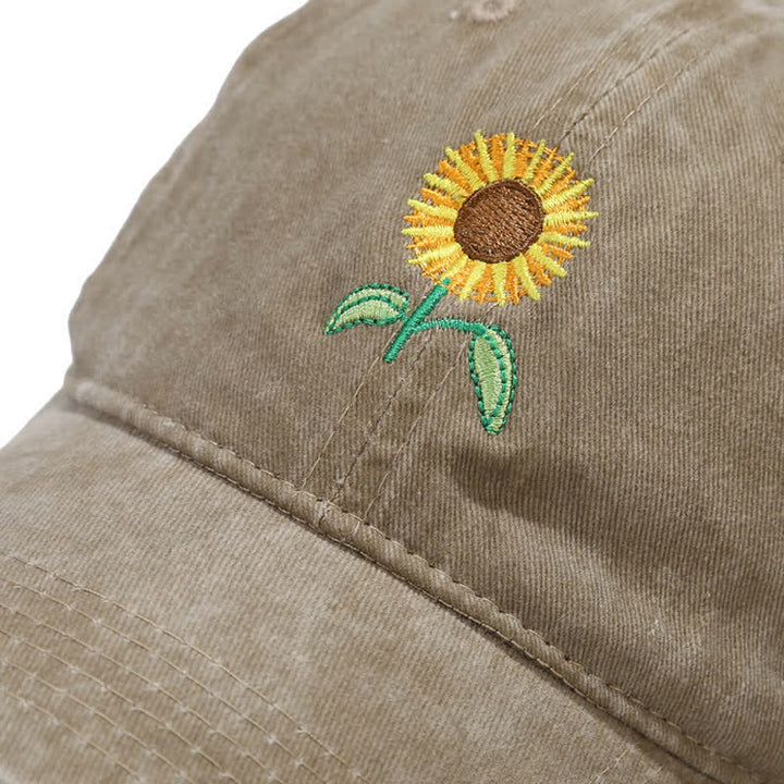 Cappellino da baseball regolabile con ricamo floreale di girasole - image 4