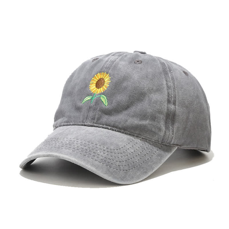 Cappellino da baseball regolabile con ricamo floreale di girasole - Grigio - Regolabile (circa 21 5/8"-22 7/8") - image 8