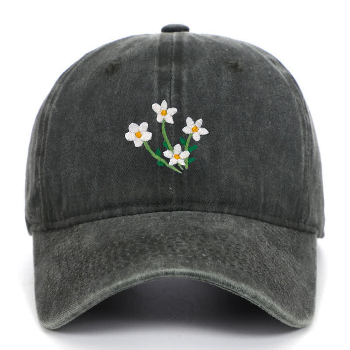 Cappellino da baseball regolabile con ricamo floreale di fiori bianchi - Verde militare - Regolabile (circa 21 5/8"-22 7/8") - image 12