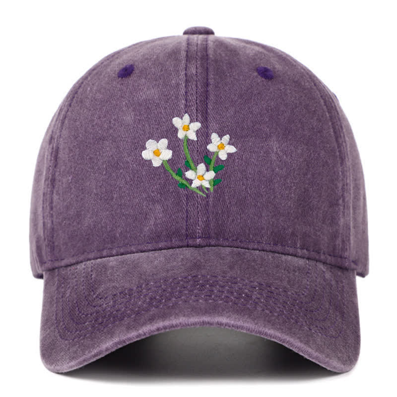 Cappellino da baseball regolabile con ricamo floreale di fiori bianchi - Viola - Regolabile (circa 21 5/8"-22 7/8") - image 10