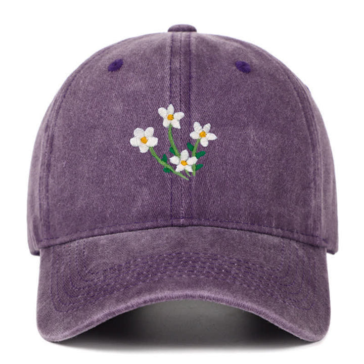Cappellino da baseball regolabile con ricamo floreale di fiori bianchi - Viola - Regolabile (circa 21 5/8"-22 7/8") - image 9