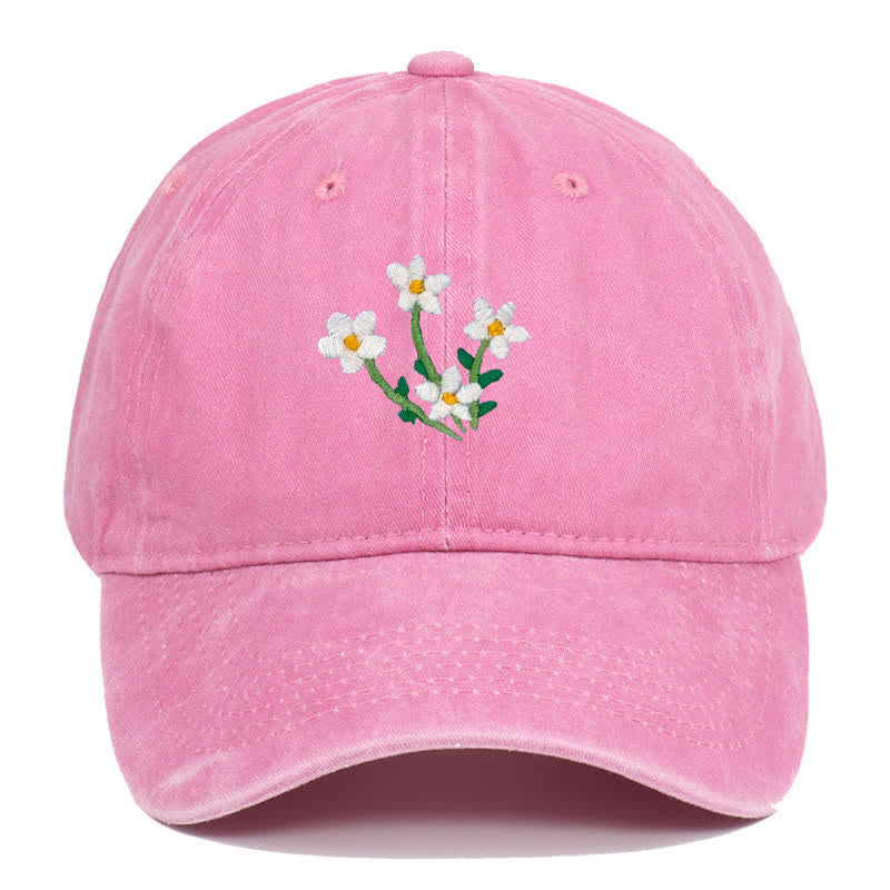 Cappellino da baseball regolabile con ricamo floreale di fiori bianchi - Rosa - Regolabile (circa 21 5/8"-22 7/8") - image 8