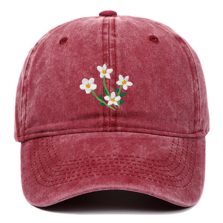 Cappellino da baseball regolabile con ricamo floreale di fiori bianchi - Borgogna - Regolabile (circa 21 5/8"-22 7/8") - image 6