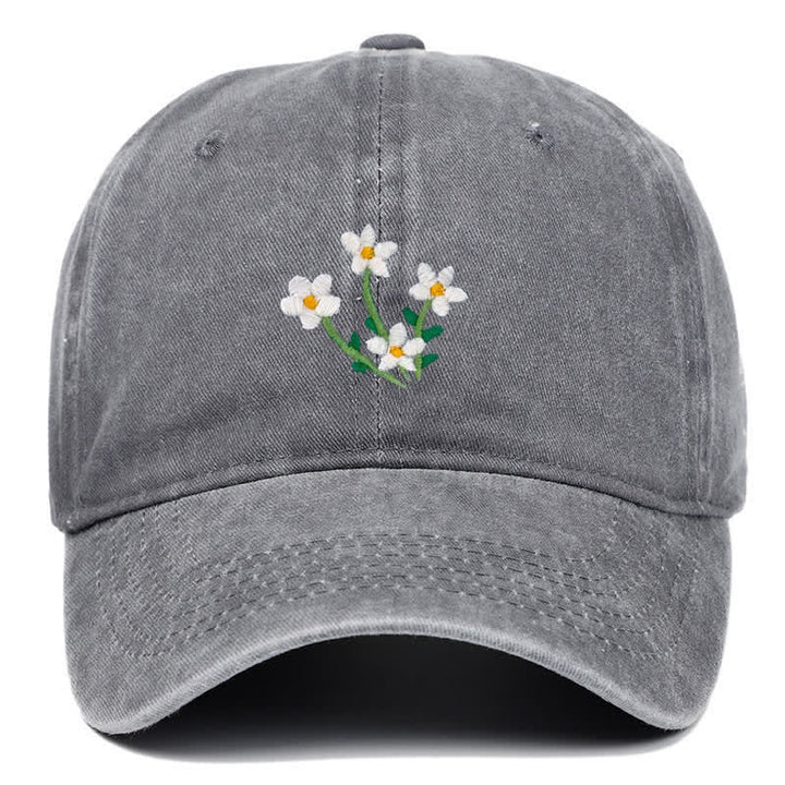 Cappellino da baseball regolabile con ricamo floreale di fiori bianchi - Grigio - Regolabile (circa 21 5/8"-22 7/8") - image 7