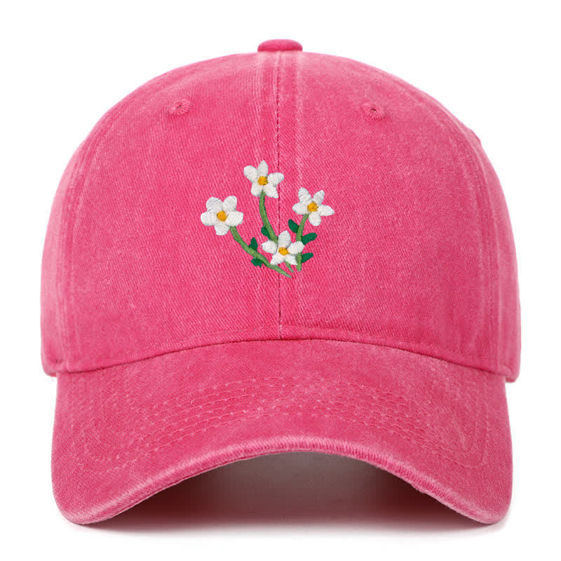 Cappellino da baseball regolabile con ricamo floreale di fiori bianchi - Rosa acceso - Regolabile (circa 21 5/8"-22 7/8") - image 17