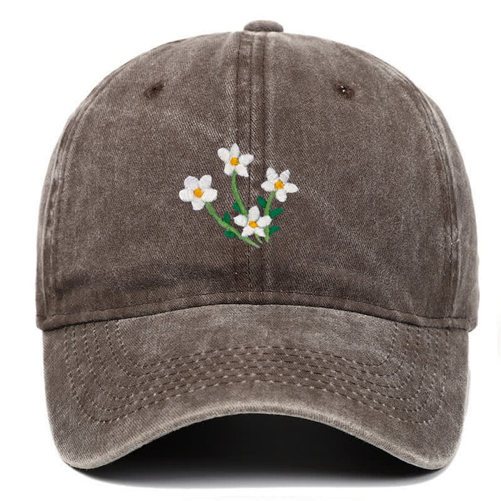 Cappellino da baseball regolabile con ricamo floreale di fiori bianchi - Caffè - Regolabile (circa 21 5/8"-22 7/8") - image 8