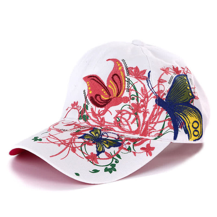 Cappellino da baseball regolabile con ricamo floreale a farfalla - Bianco - Regolabile (circa 21 5/8"-22 7/8") - image 4