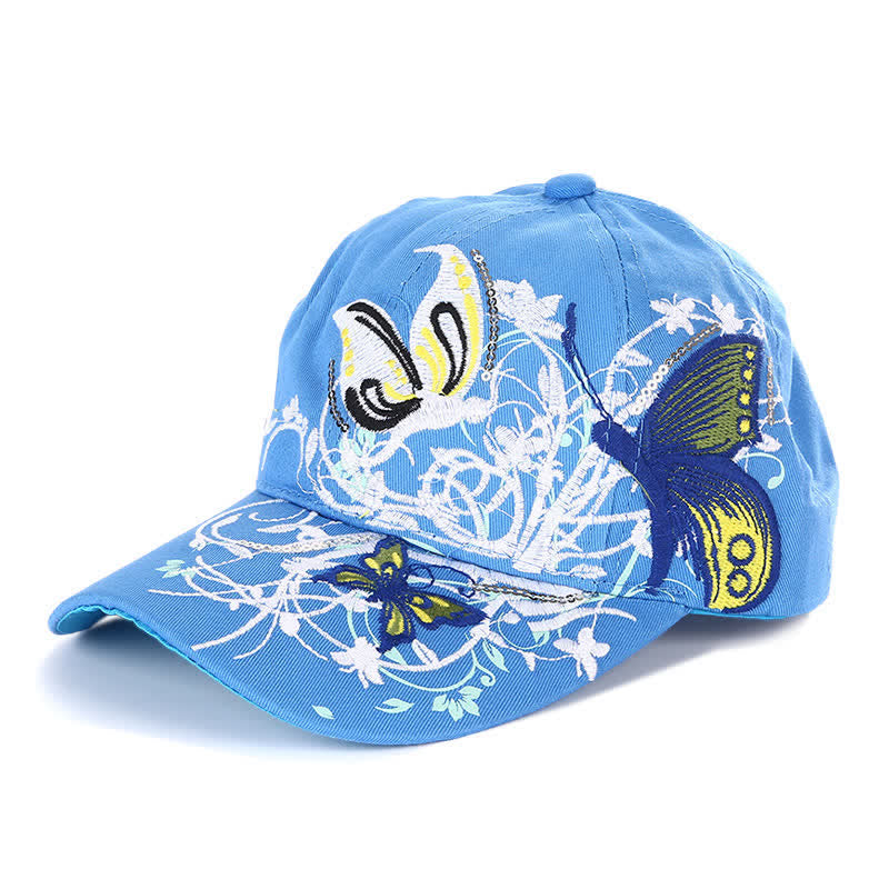 Cappellino da baseball regolabile con ricamo floreale a farfalla - Blu - Regolabile (circa 21 5/8"-22 7/8") - image 3