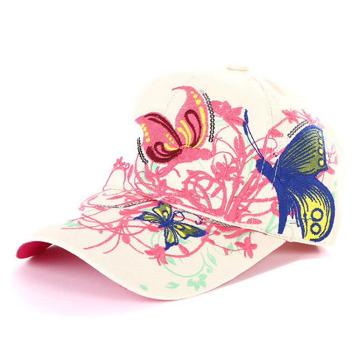 Cappellino da baseball regolabile con ricamo floreale a farfalla - Avorio - Regolabile (circa 21 5/8"-22 7/8") - image 5