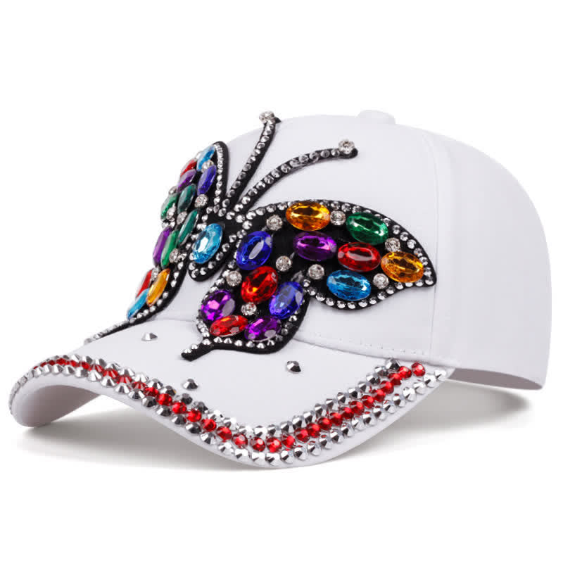 Cappellino da baseball regolabile con farfalla di strass scintillanti - Bianco - Regolabile (circa 21 5/8"-22 7/8") - image 6