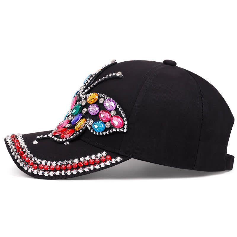 Cappellino da baseball regolabile con farfalla di strass scintillanti - image 3