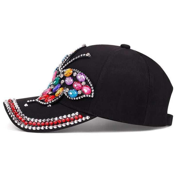 Cappellino da baseball regolabile con farfalla di strass scintillanti - image 3