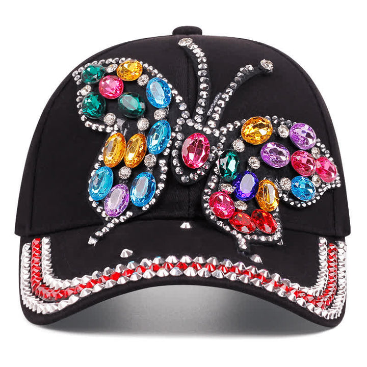 Cappellino da baseball regolabile con farfalla di strass scintillanti - image 4