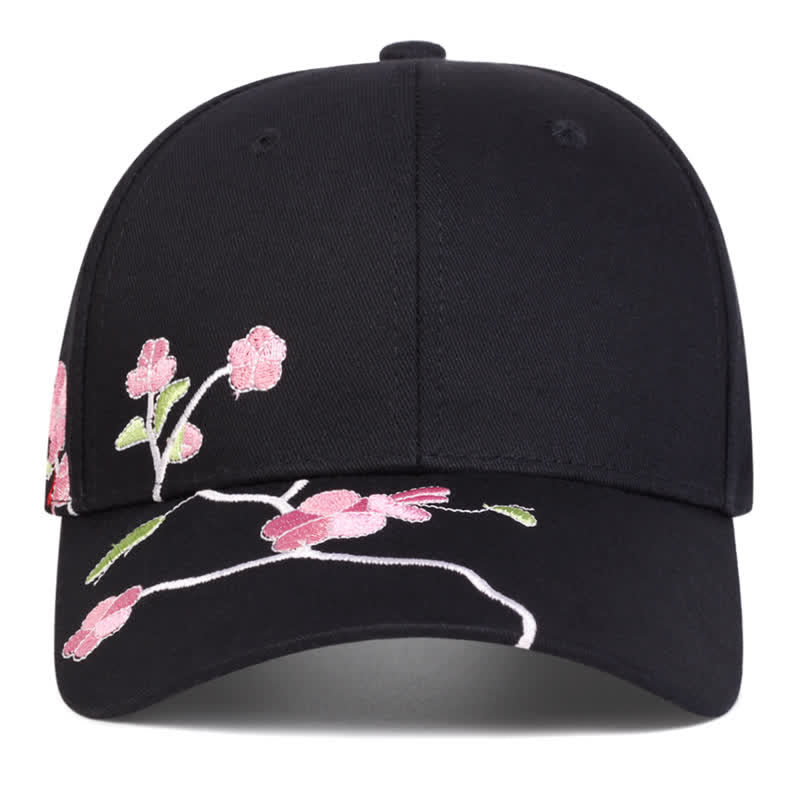 Cappellino da baseball regolabile con ricamo floreale rosa sul lato - image 2