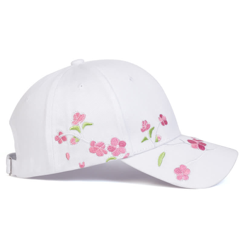 Cappellino da baseball regolabile con ricamo floreale rosa sul lato - image 9