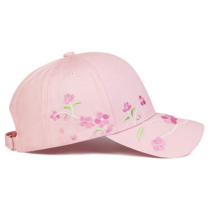 Cappellino da baseball regolabile con ricamo floreale rosa sul lato - image 6