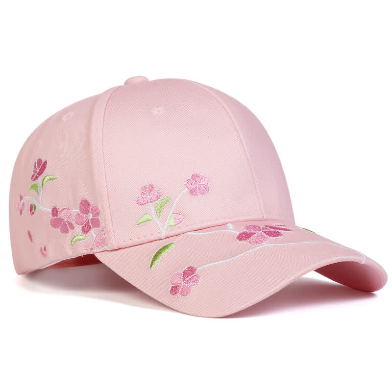 Cappellino da baseball regolabile con ricamo floreale rosa sul lato - Bianco - Regolabile (circa 21 5/8"-22 7/8") - image 4