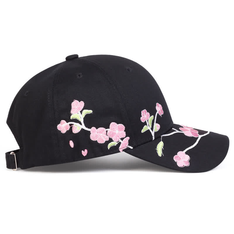 Cappellino da baseball regolabile con ricamo floreale rosa sul lato - image 3