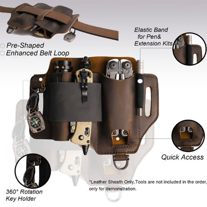 Borsa da cintura in pelle per torcia elettrica, coltello pieghevole, custodia per attrezzi EDC - image 3