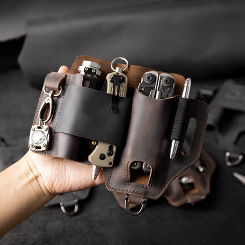 Borsa da cintura in pelle per torcia elettrica, coltello pieghevole, custodia per attrezzi EDC - image 5
