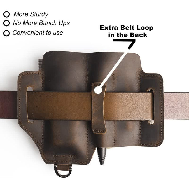 Borsa da cintura in pelle per torcia elettrica, coltello pieghevole, custodia per attrezzi EDC - image 6