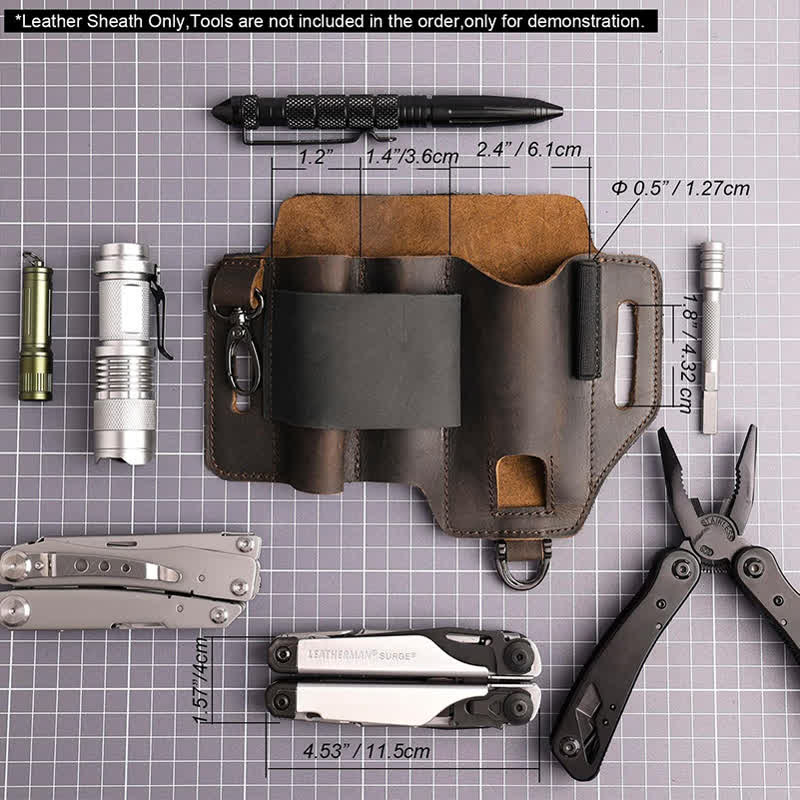 Borsa da cintura in pelle per torcia elettrica, coltello pieghevole, custodia per attrezzi EDC - image 4