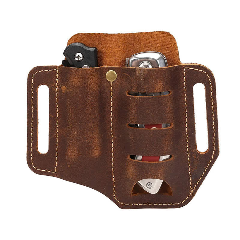 Borsa da cintura in pelle per torcia elettrica, coltello pieghevole, custodia per attrezzi EDC - image 1