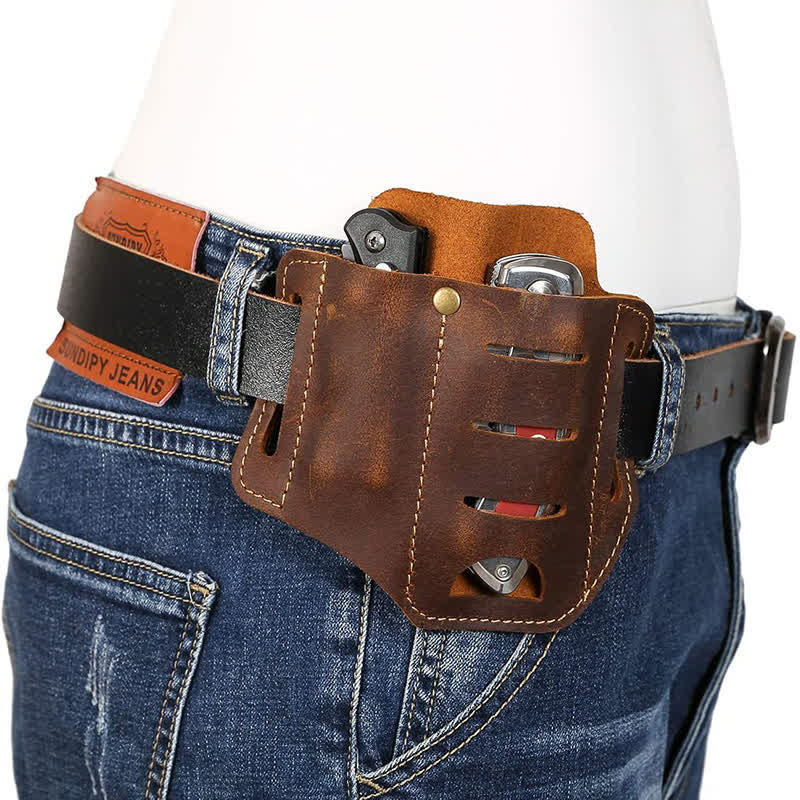 Borsa da cintura in pelle per torcia elettrica, coltello pieghevole, custodia per attrezzi EDC - image 3