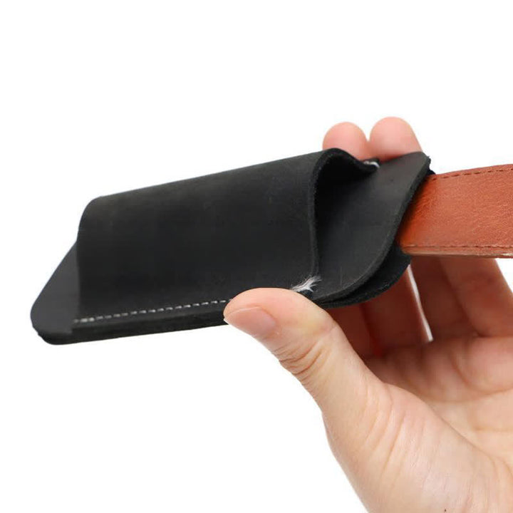 Fodero per coltello pieghevole con fondo aperto orizzontale, borsa da cintura in pelle - image 9