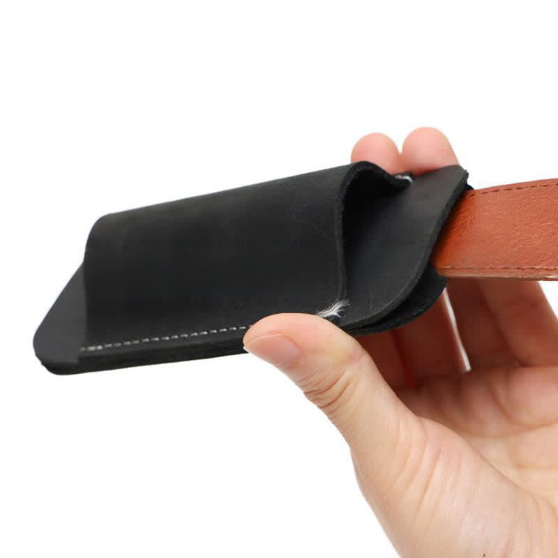Fodero per coltello pieghevole con fondo aperto orizzontale, borsa da cintura in pelle - image 9
