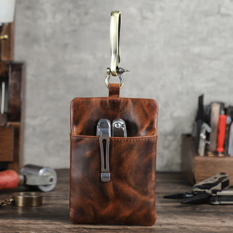 Borsa da cintura in pelle per riporre gli attrezzi da esterno con grande fibbia a gancio - image 2