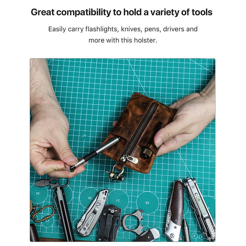 Borsa da cintura in pelle per riporre gli attrezzi da esterno con grande fibbia a gancio - image 4
