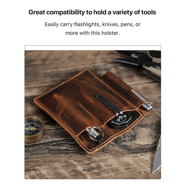 Borsa da cintura organizer tascabile EDC in pelle retrò - image 3