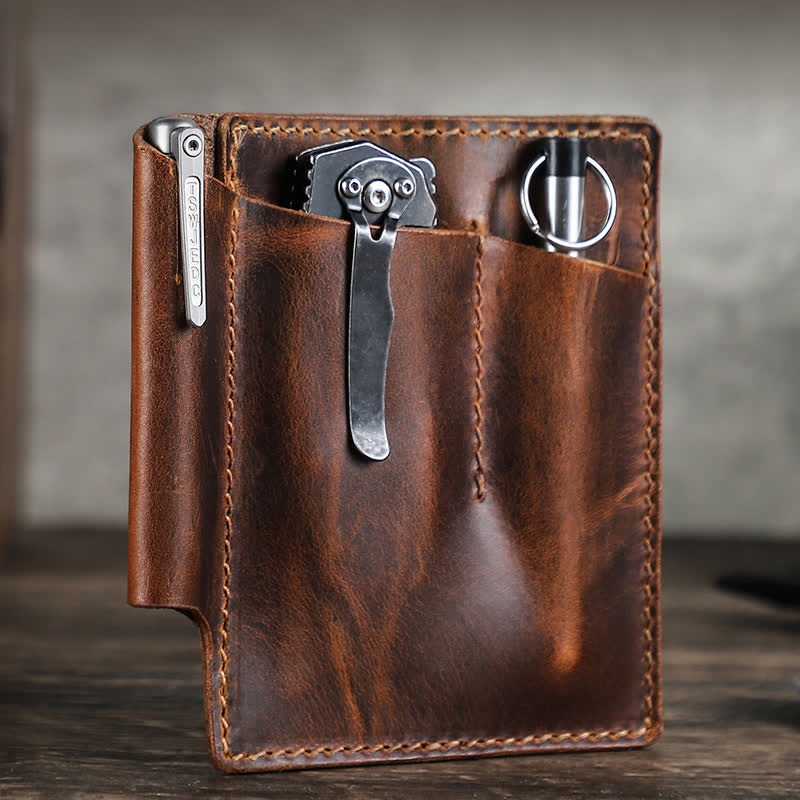 Borsa da cintura organizer tascabile EDC in pelle retrò - Caffè - image 0