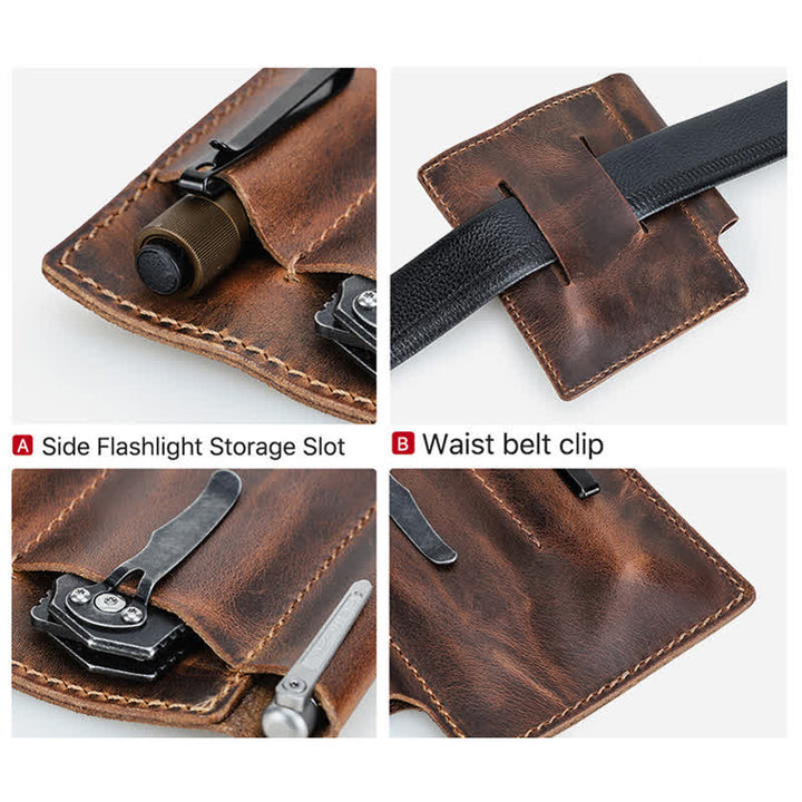 Borsa da cintura organizer tascabile EDC in pelle retrò - image 4