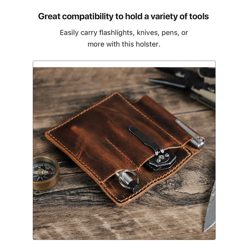Borsa da cintura organizer tascabile EDC in pelle retrò - image 4