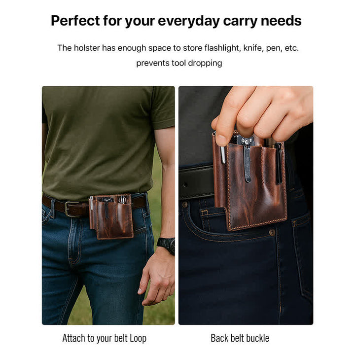 Borsa da cintura organizer tascabile EDC in pelle retrò - image 3