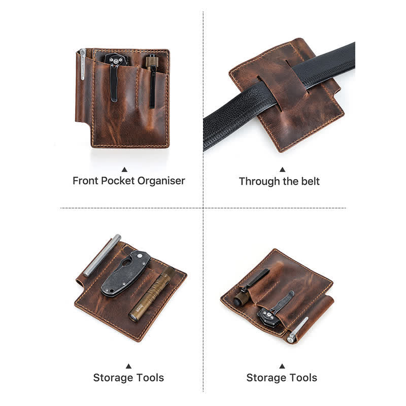 Borsa da cintura organizer tascabile EDC in pelle retrò - image 8