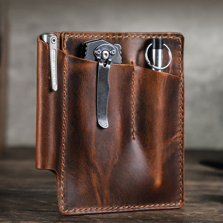 Borsa da cintura organizer tascabile EDC in pelle retrò - Caffè - image 1