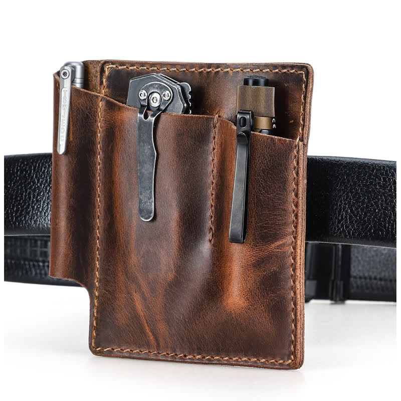 Borsa da cintura organizer tascabile EDC in pelle retrò - image 10